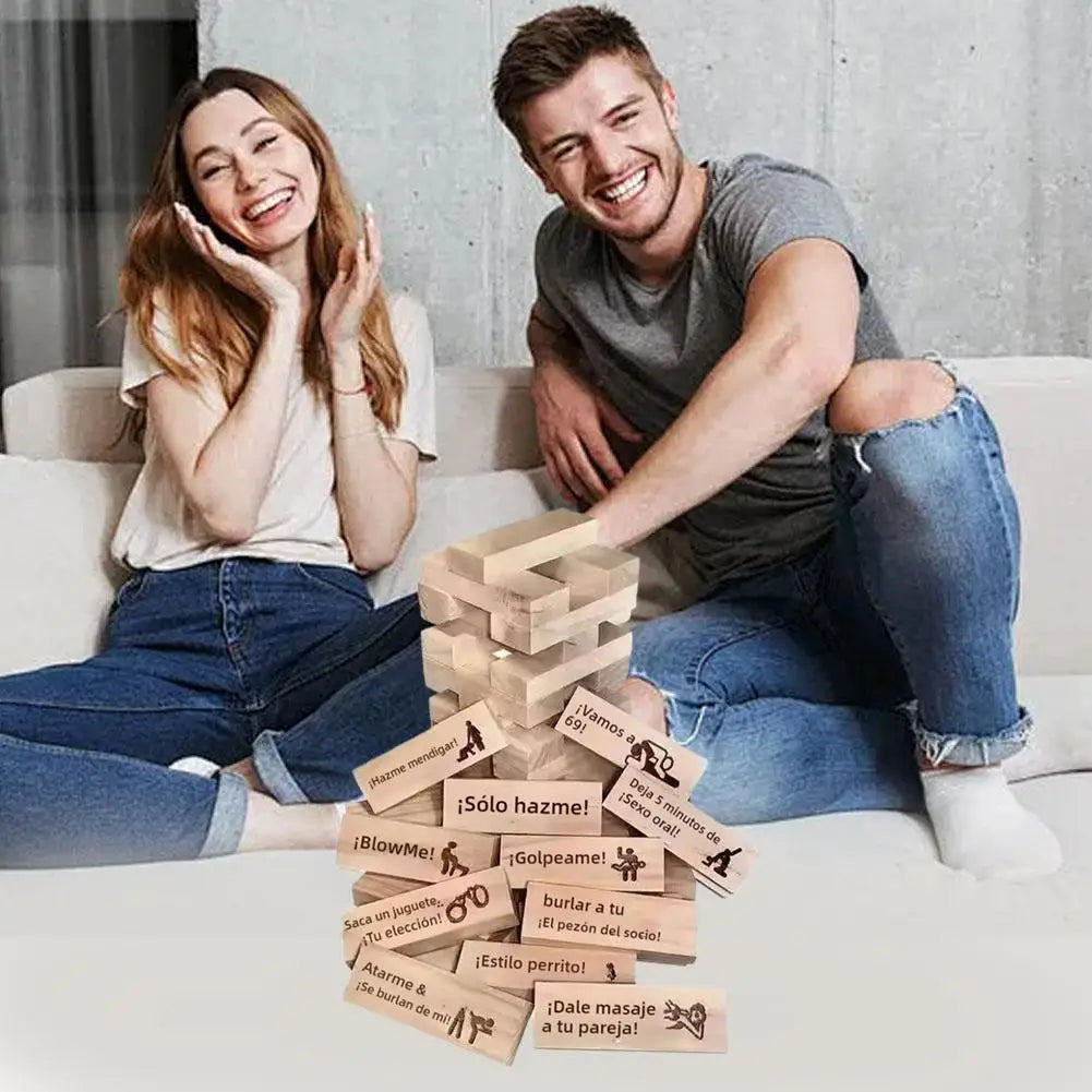 Adult Sex Block Games with 48Pcs Wooden Blocks for Couples,Ideas Fun Stacking Blocks Anniversary Date Night Dice for Him Her